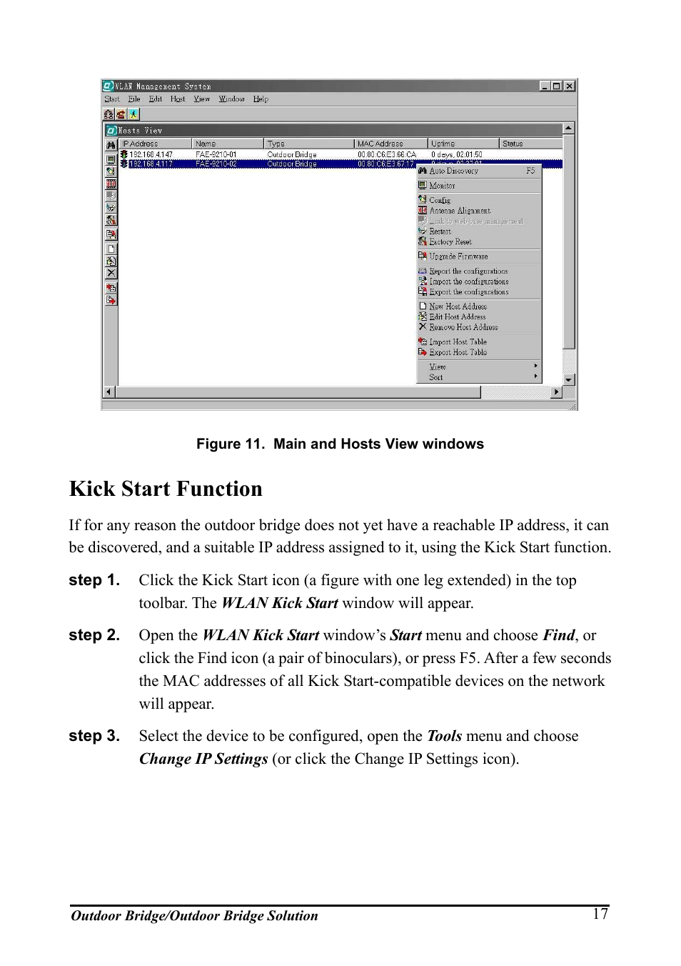 Kick start function, Tart, Unction | Igure, Ain and, Osts, Iew windows | AirLive WHP-1130 User Manual | Page 27 / 65