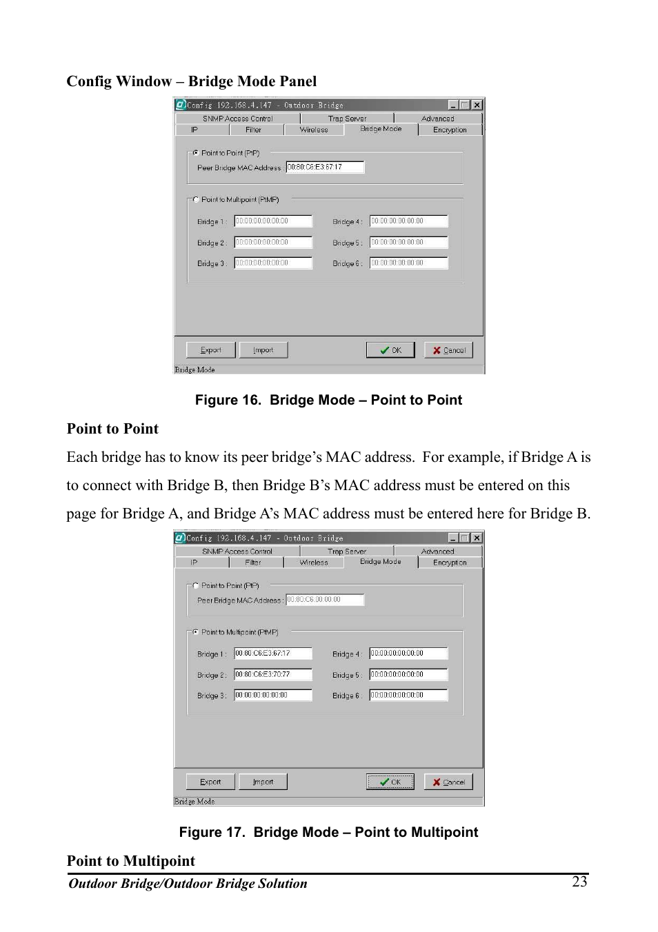 Config window – bridge mode panel, Igure, Ridge | Oint to, Oint, Ultipoint | AirLive WHP-1130 User Manual | Page 33 / 65