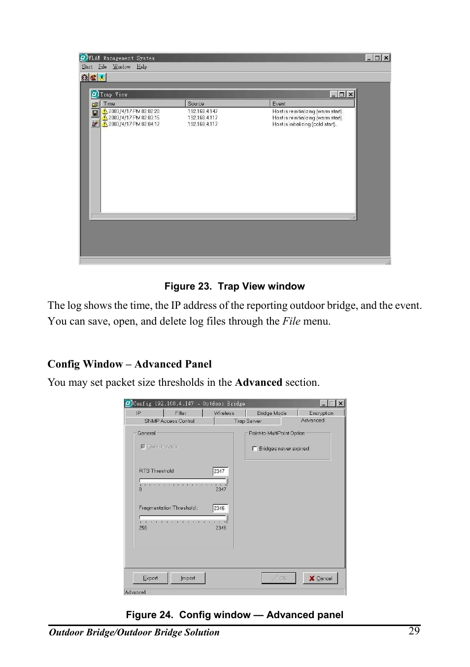 Config window – advanced panel, Igure, Iew window | Onfig window, Dvanced panel | AirLive WHP-1130 User Manual | Page 39 / 65