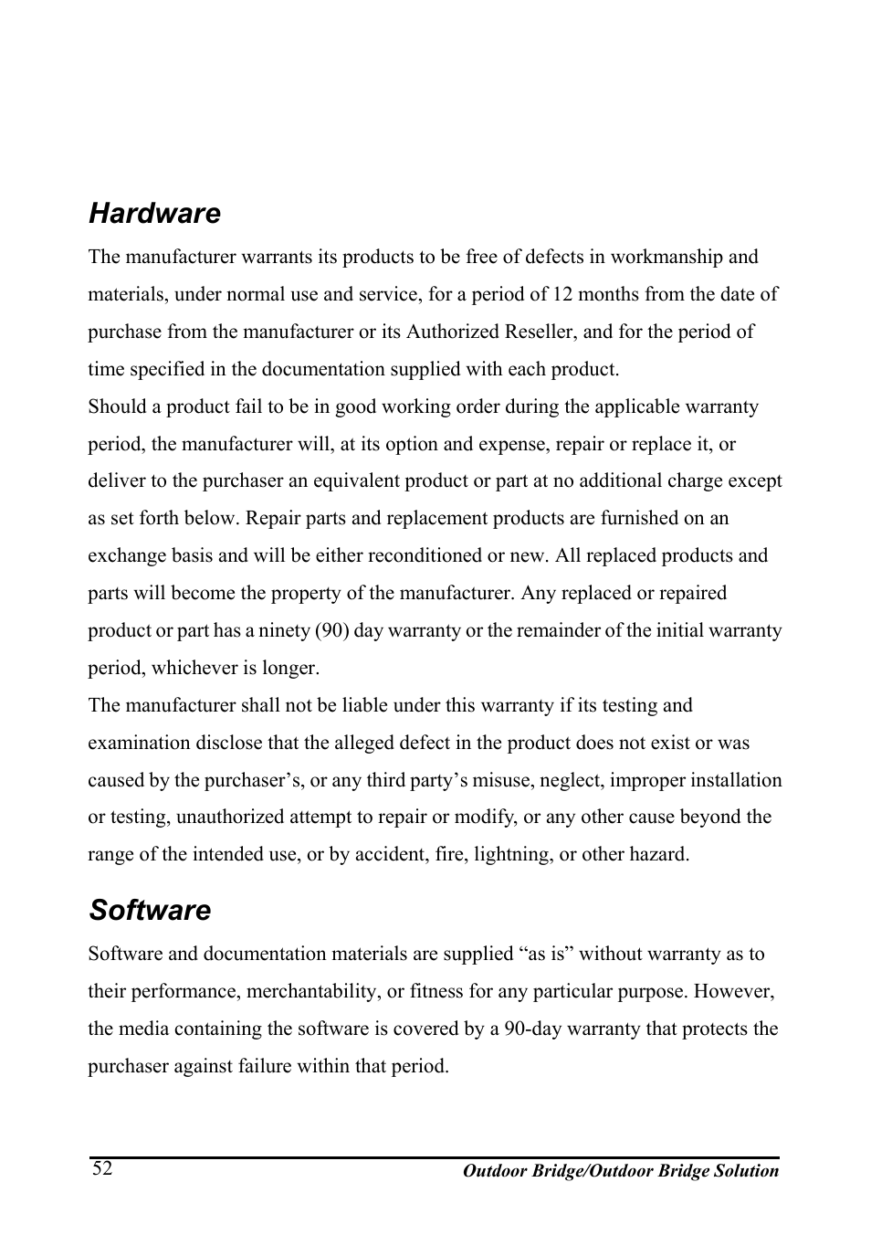 Limited warranty, Hardware, Software | AirLive WHP-1130 User Manual | Page 62 / 65