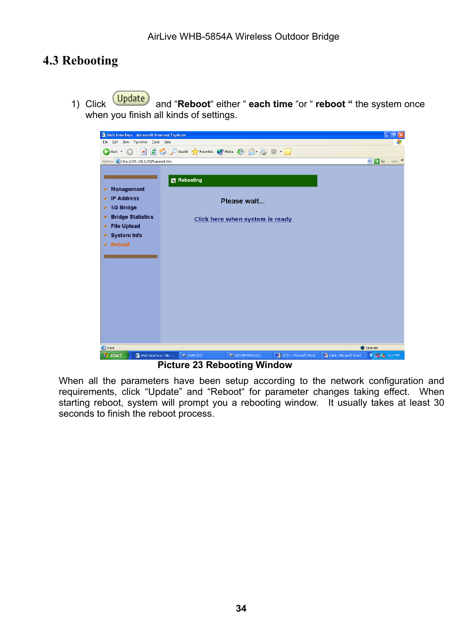 3 rebooting | AirLive WHB-5854A User Manual | Page 34 / 51