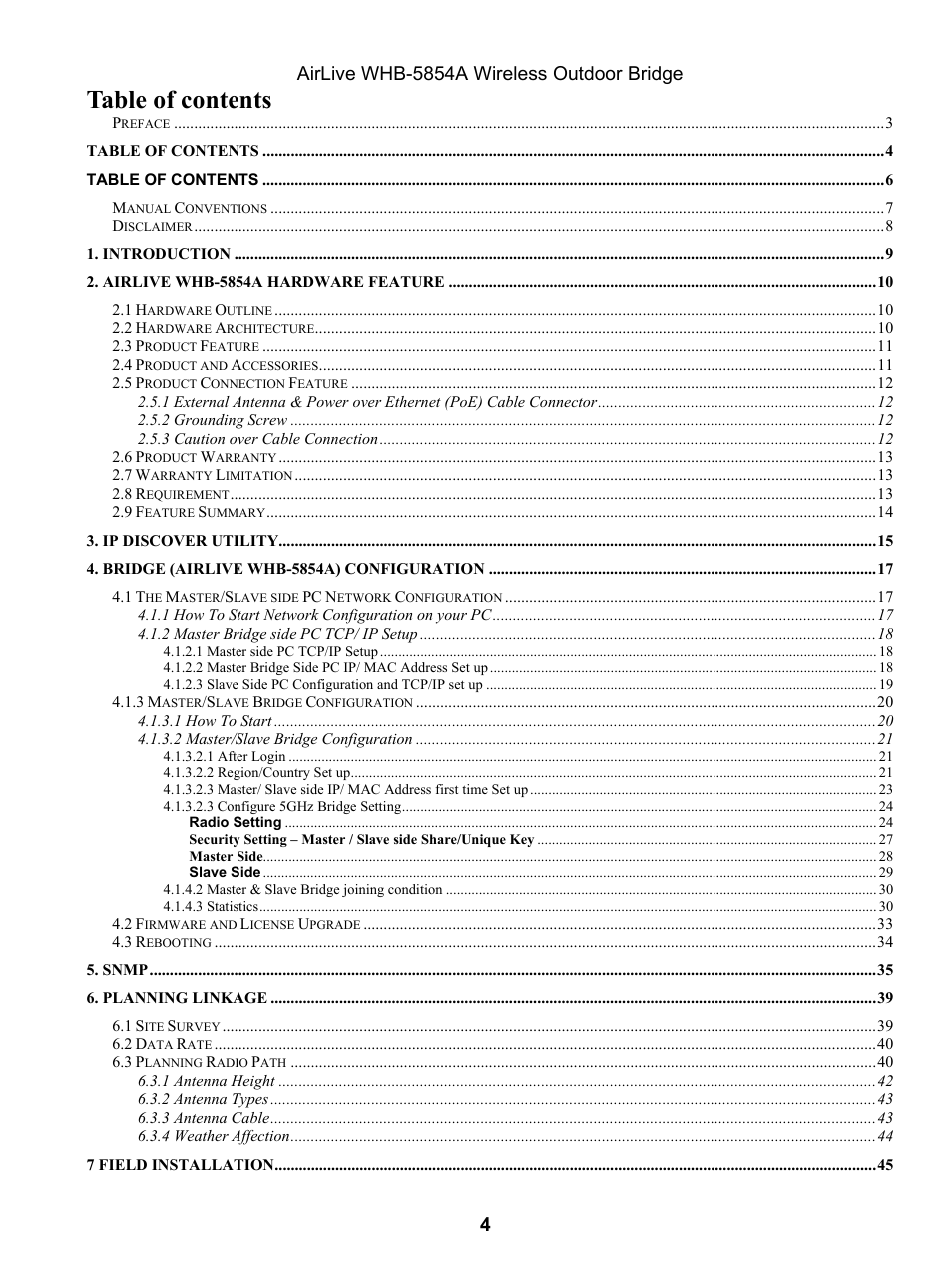 AirLive WHB-5854A User Manual | Page 4 / 51