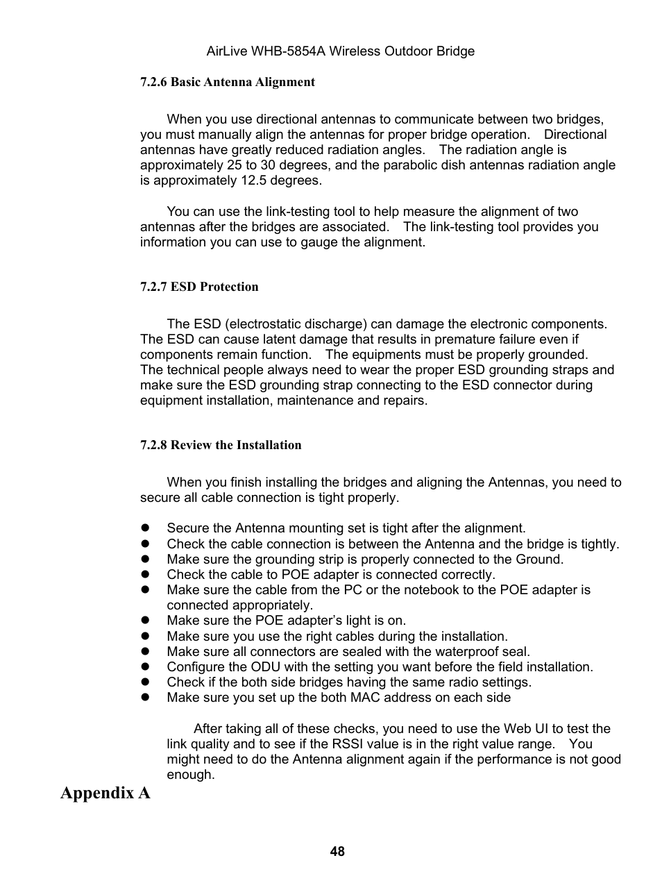 Appendix a | AirLive WHB-5854A User Manual | Page 48 / 51