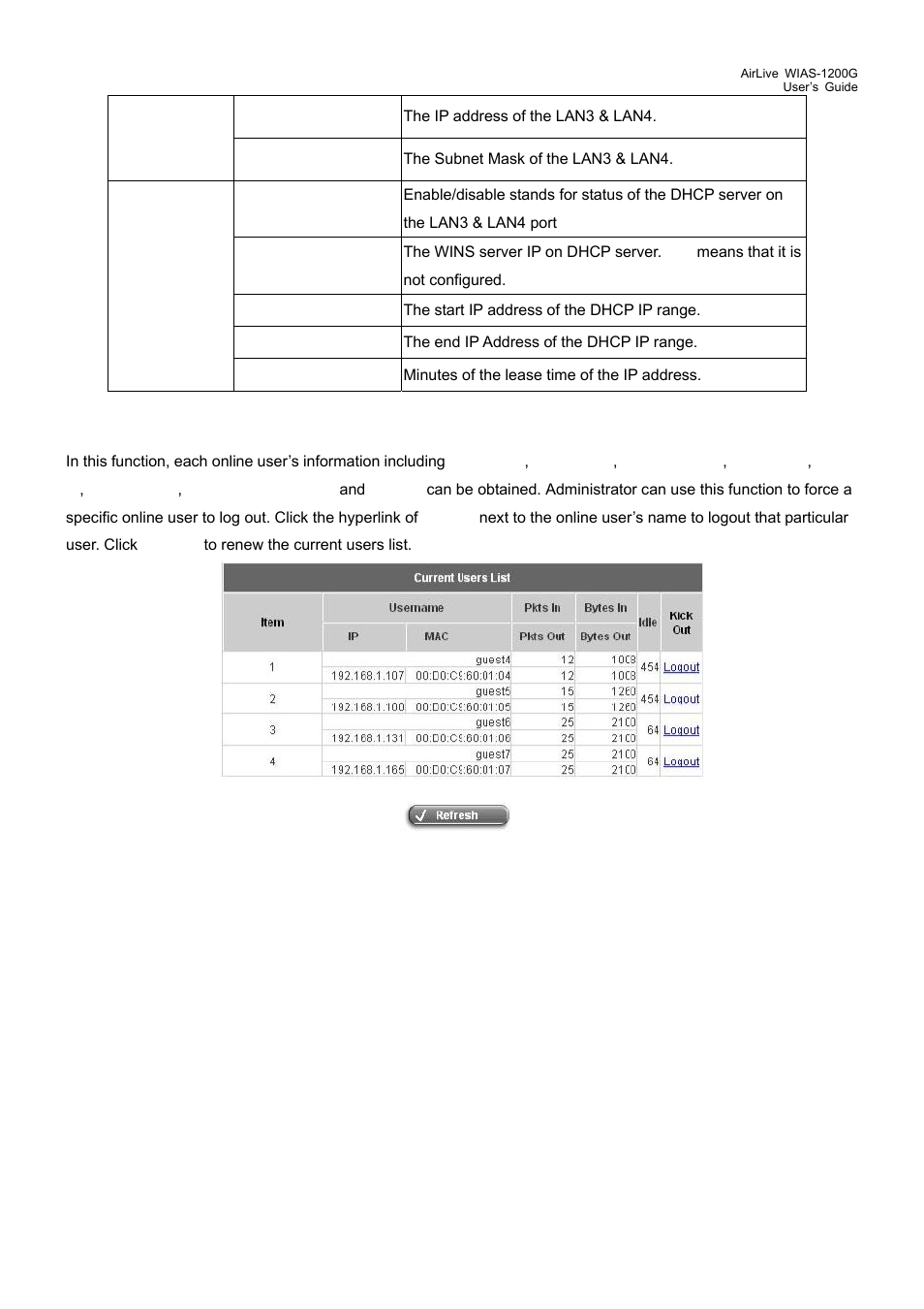 4 traffic history, Traffic history, 3 current users | AirLive WIAS-1200G User Manual | Page 110 / 180