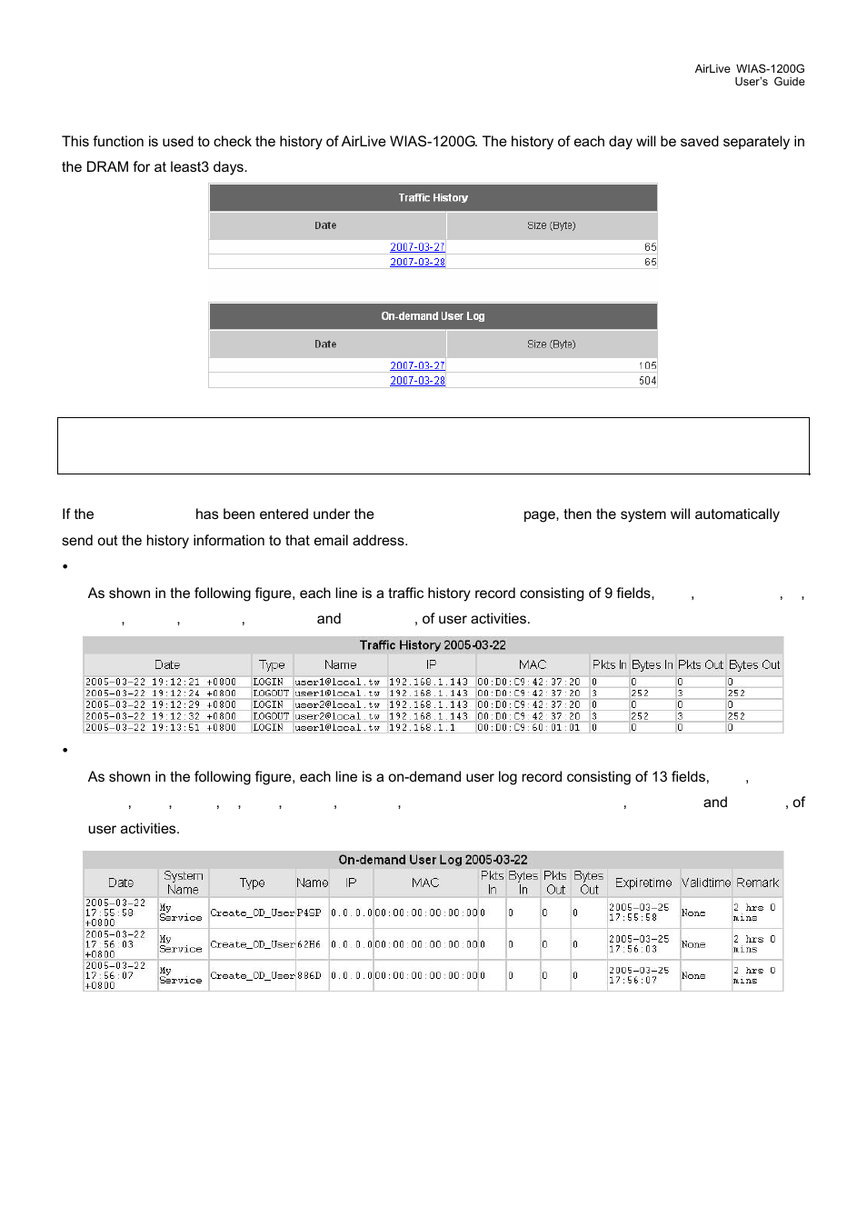 5 notify configuration, Notify configuration, 4 traffic history | AirLive WIAS-1200G User Manual | Page 111 / 180