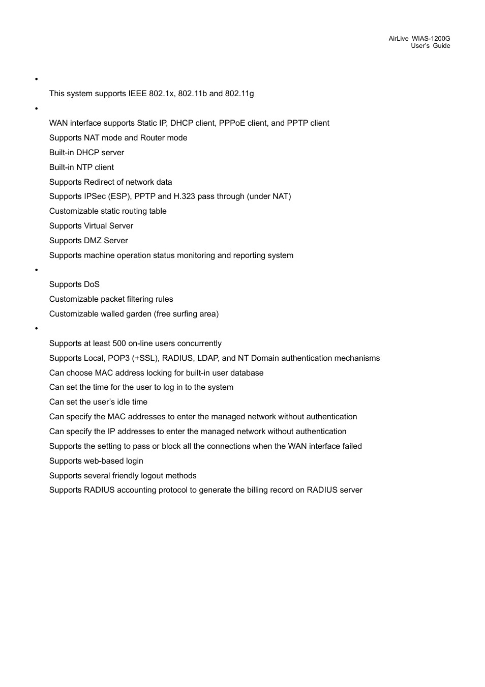 2 technical specification, Technical specification | AirLive WIAS-1200G User Manual | Page 13 / 180