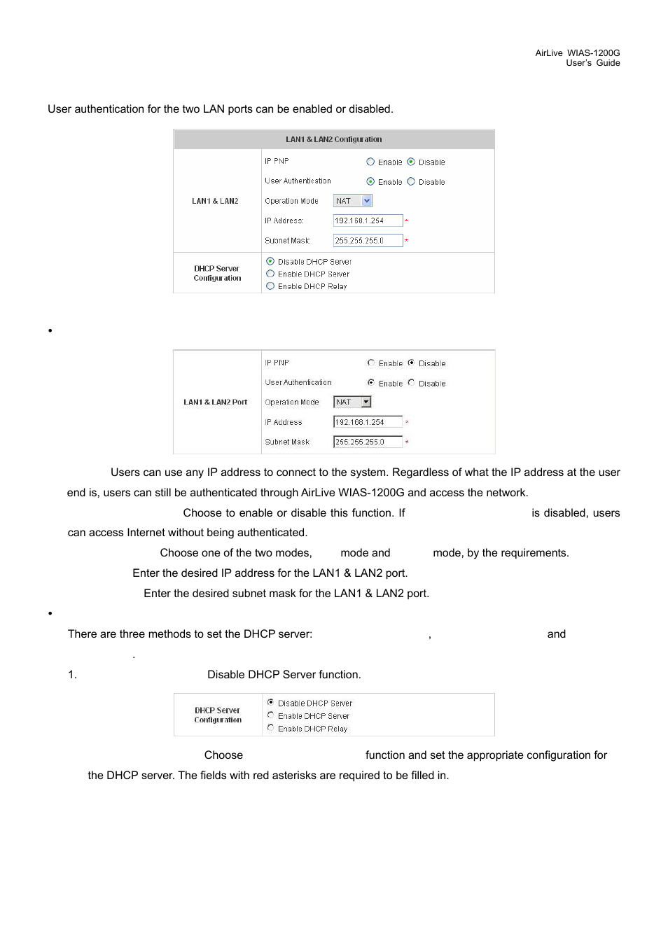 4 lan1 & lan2 configuration, Lan1 & lan2 configuration | AirLive WIAS-1200G User Manual | Page 35 / 180