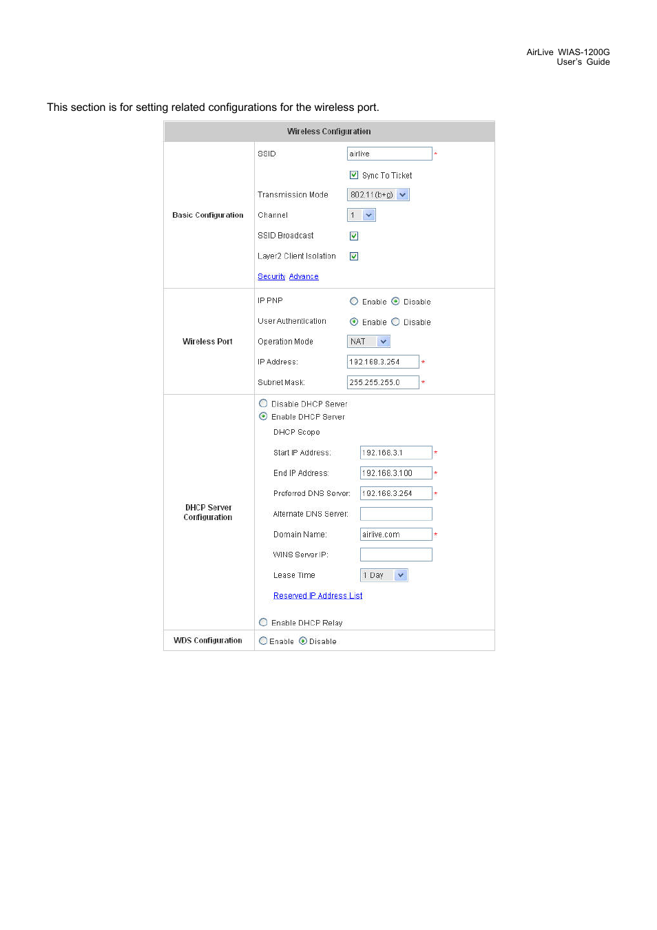 6 wireless configuration, Wireless configuration | AirLive WIAS-1200G User Manual | Page 39 / 180