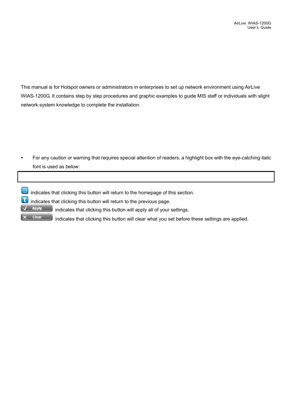 Before you start, 1 audience, 2 document conventions | Audience, Document conventions | AirLive WIAS-1200G User Manual | Page 9 / 180