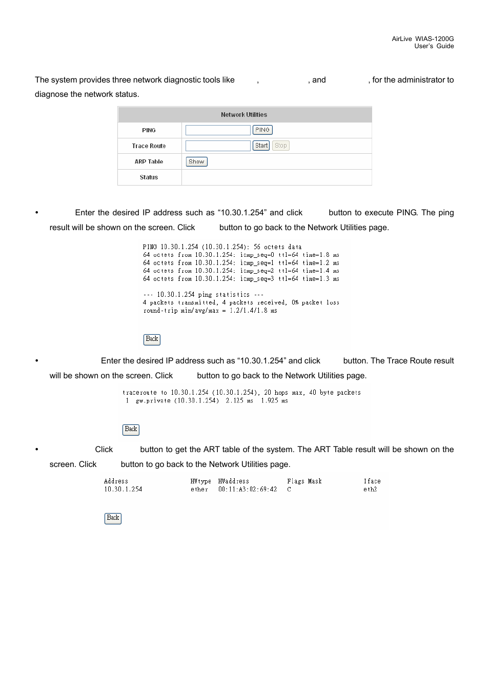 2 change password, Change password, 1 network utilities | AirLive WIAS-1200G User Manual | Page 99 / 180