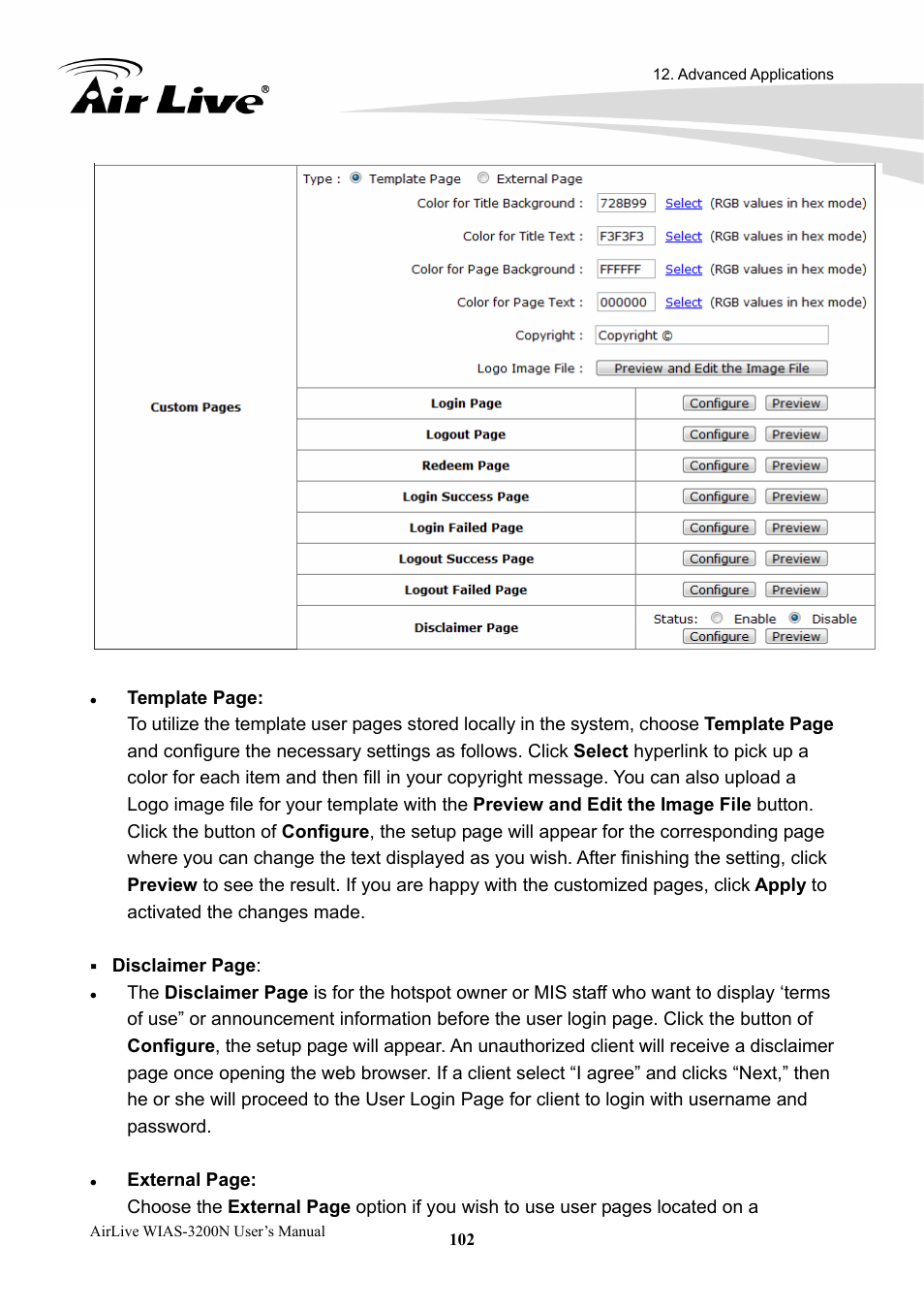 Disclaimer page | AirLive WIAS-3200N User Manual | Page 105 / 137