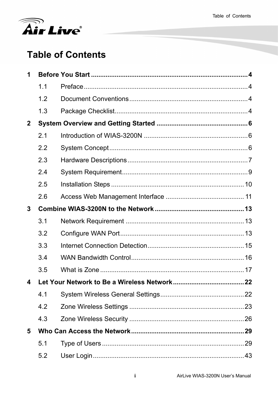 AirLive WIAS-3200N User Manual | Page 4 / 137