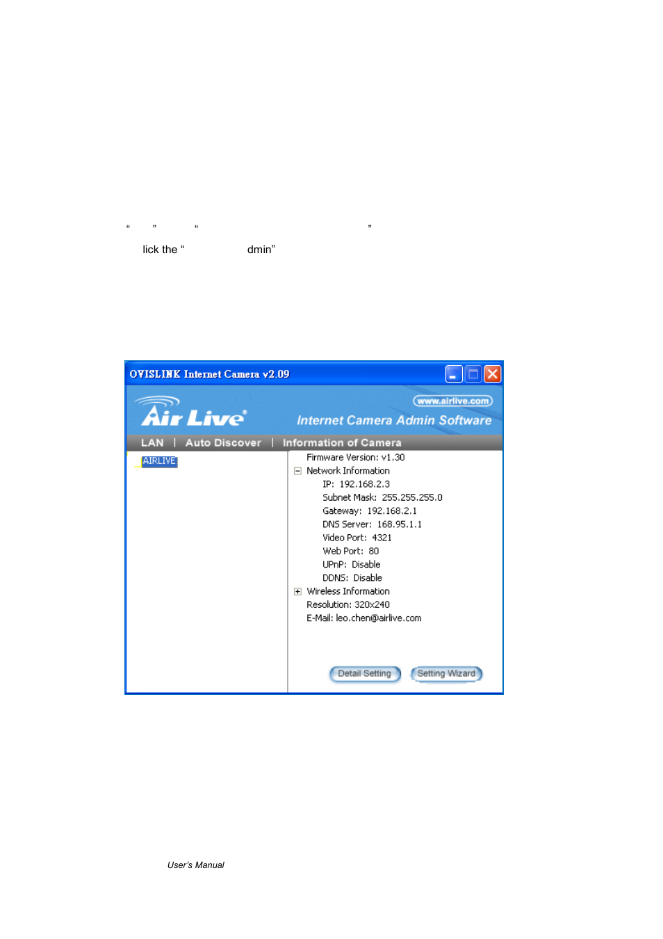 Etail, Etting, Chapter 4: using the administrator utility | AirLive WL-1000CAM User Manual | Page 17 / 69