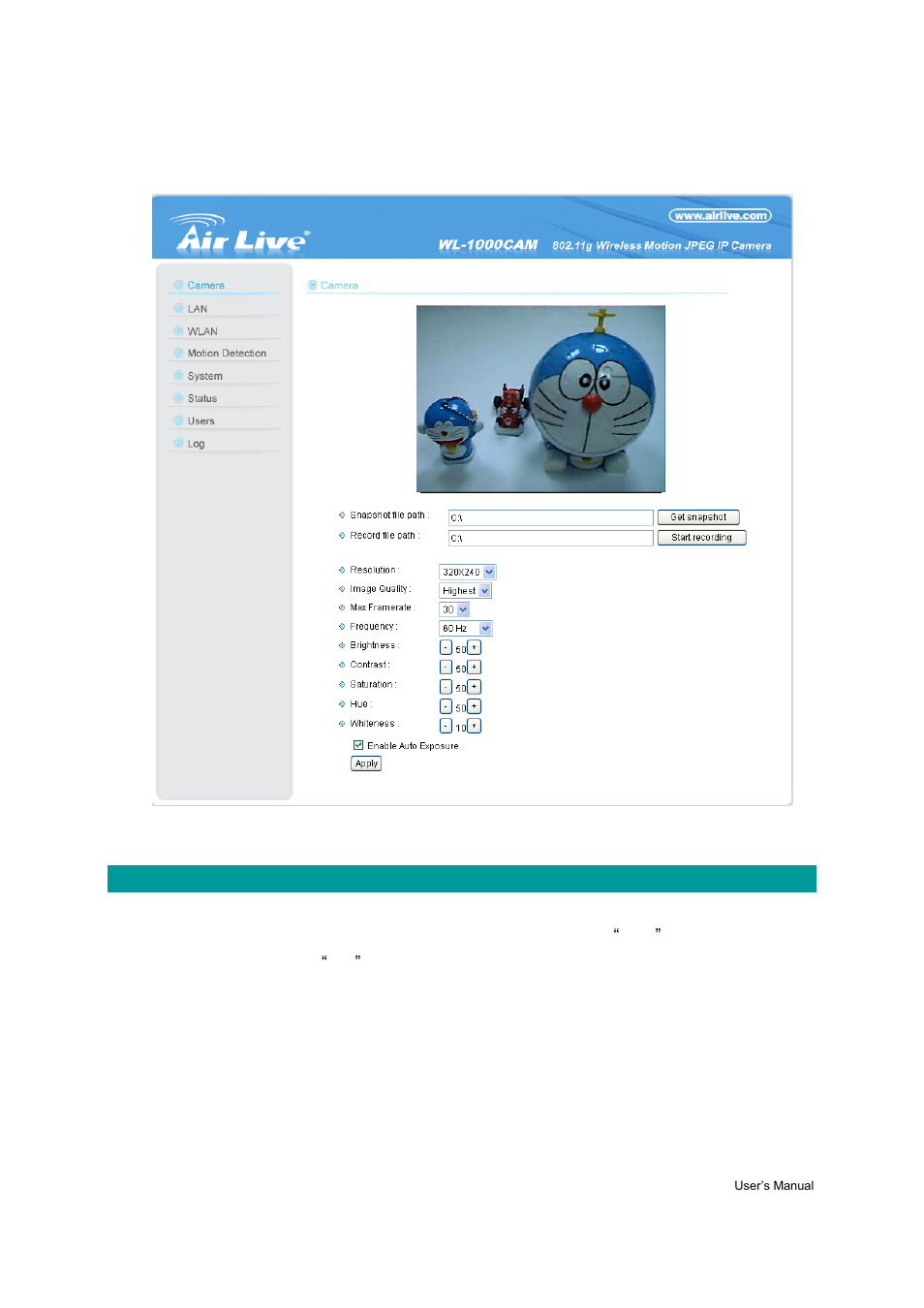 Etting, 1 camera setting | AirLive WL-1000CAM User Manual | Page 54 / 69