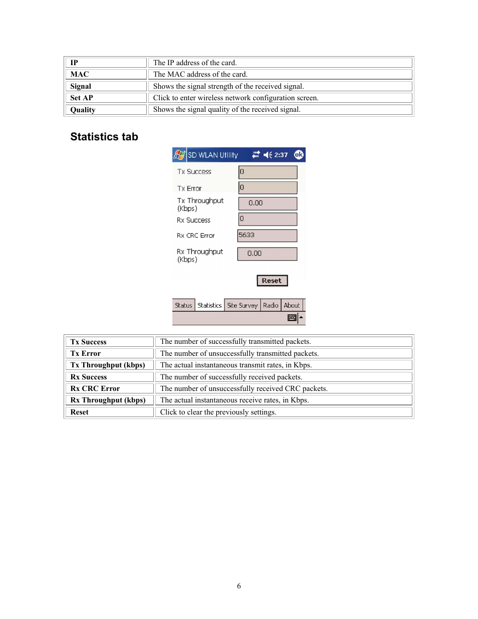 Statistics tab | AirLive WL-1100SD User Manual | Page 8 / 12