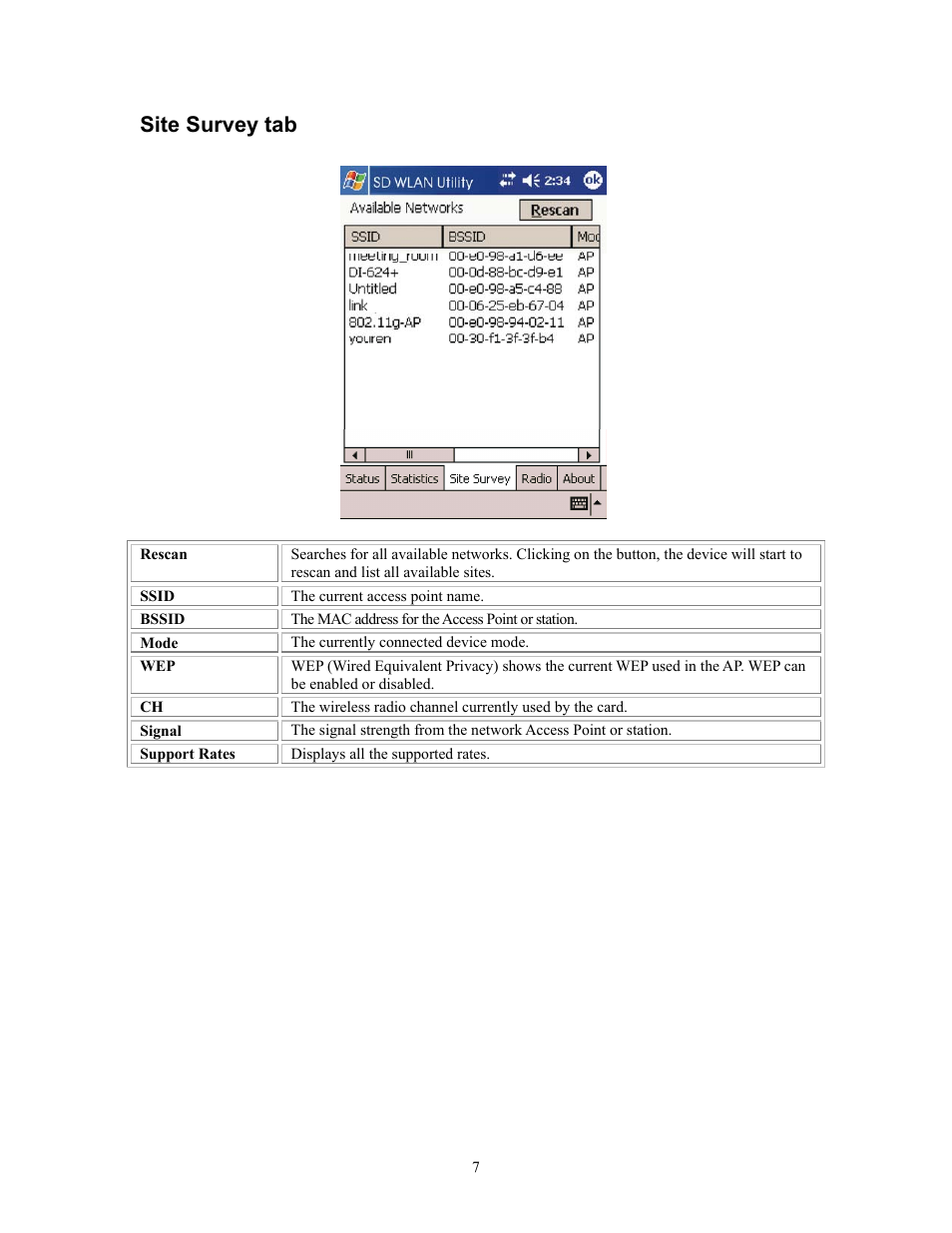 Site survey tab | AirLive WL-1100SD User Manual | Page 9 / 12