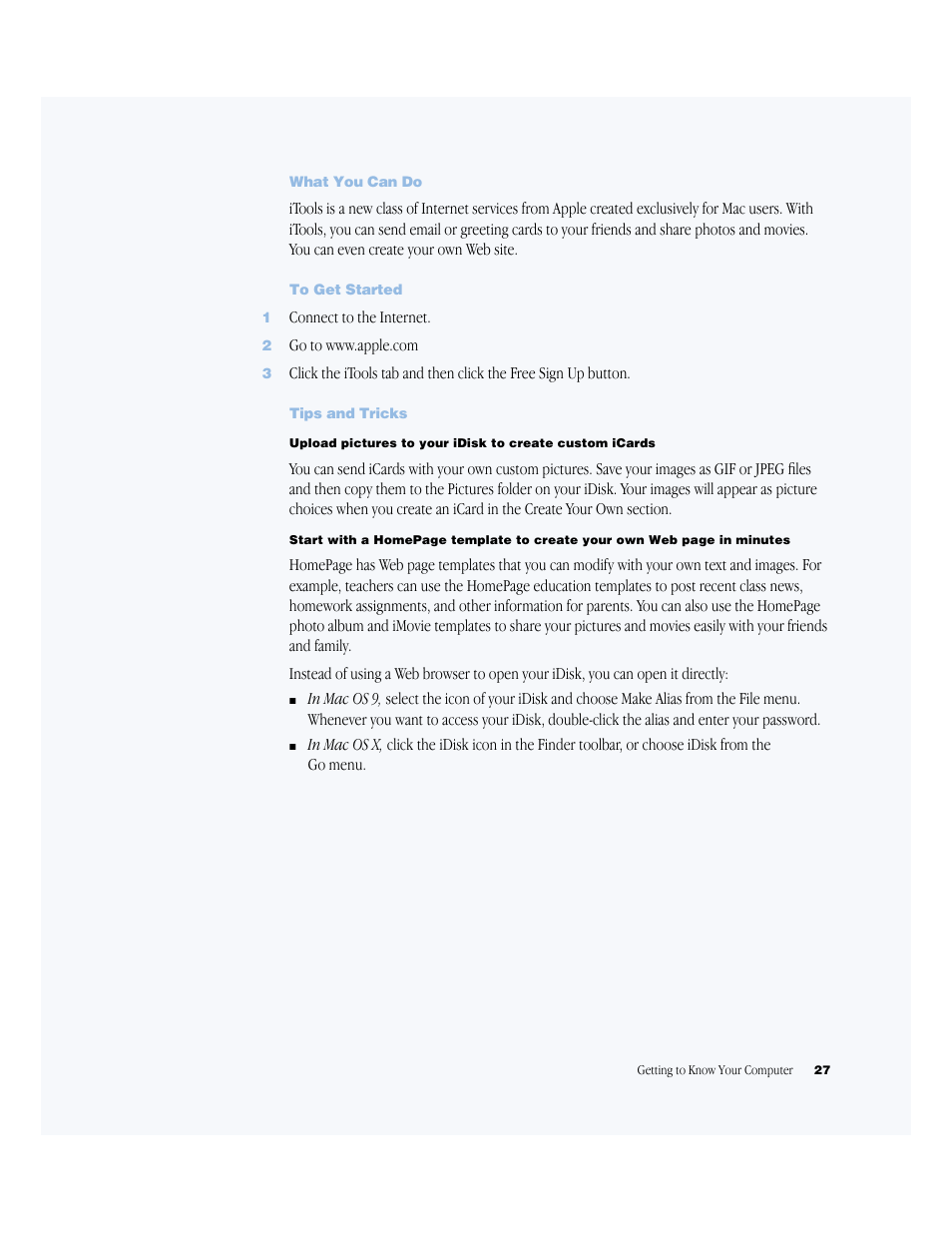 What you can do, To get started, Tips and tricks | Apple BookG4 Computer User Manual | Page 27 / 104