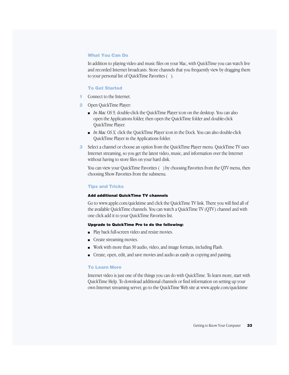 What you can do, To get started, Tips and tricks | To learn more | Apple BookG4 Computer User Manual | Page 33 / 104