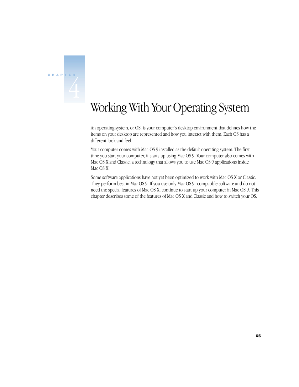 Working with your operating system | Apple BookG4 Computer User Manual | Page 65 / 104