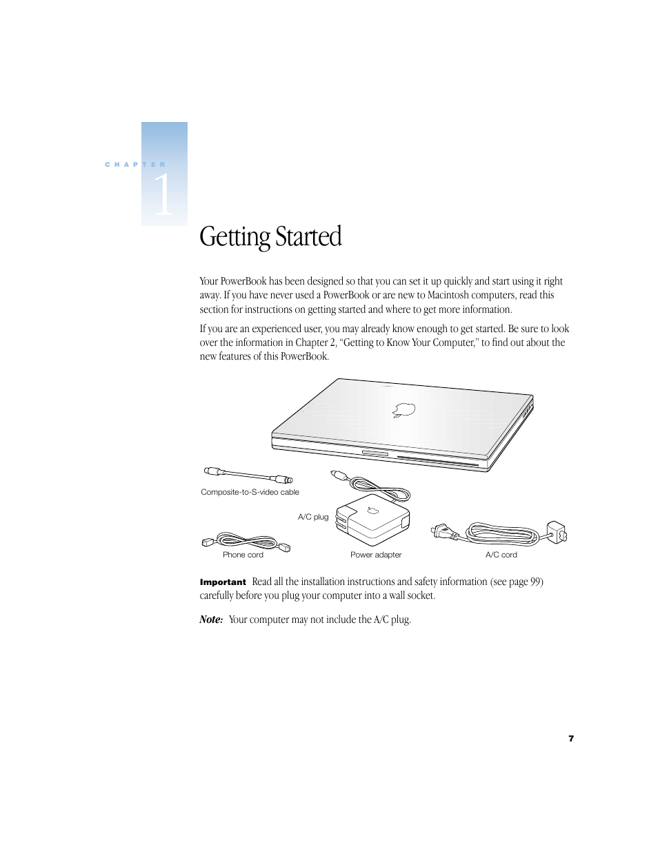 Getting started | Apple BookG4 Computer User Manual | Page 7 / 104
