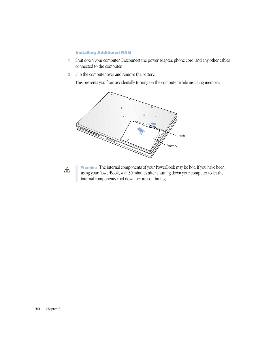 Installing additional ram | Apple BookG4 Computer User Manual | Page 70 / 104