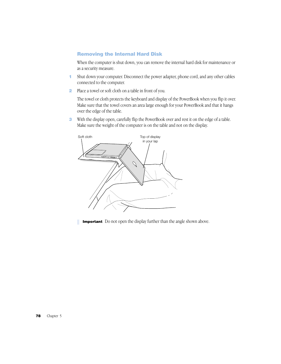 Removing the internal hard disk | Apple BookG4 Computer User Manual | Page 78 / 104