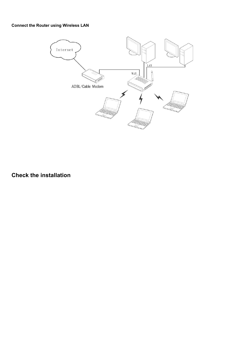 Connect the router using wireless lan, Check the installation | AirLive WL-1500R User Manual | Page 12 / 60