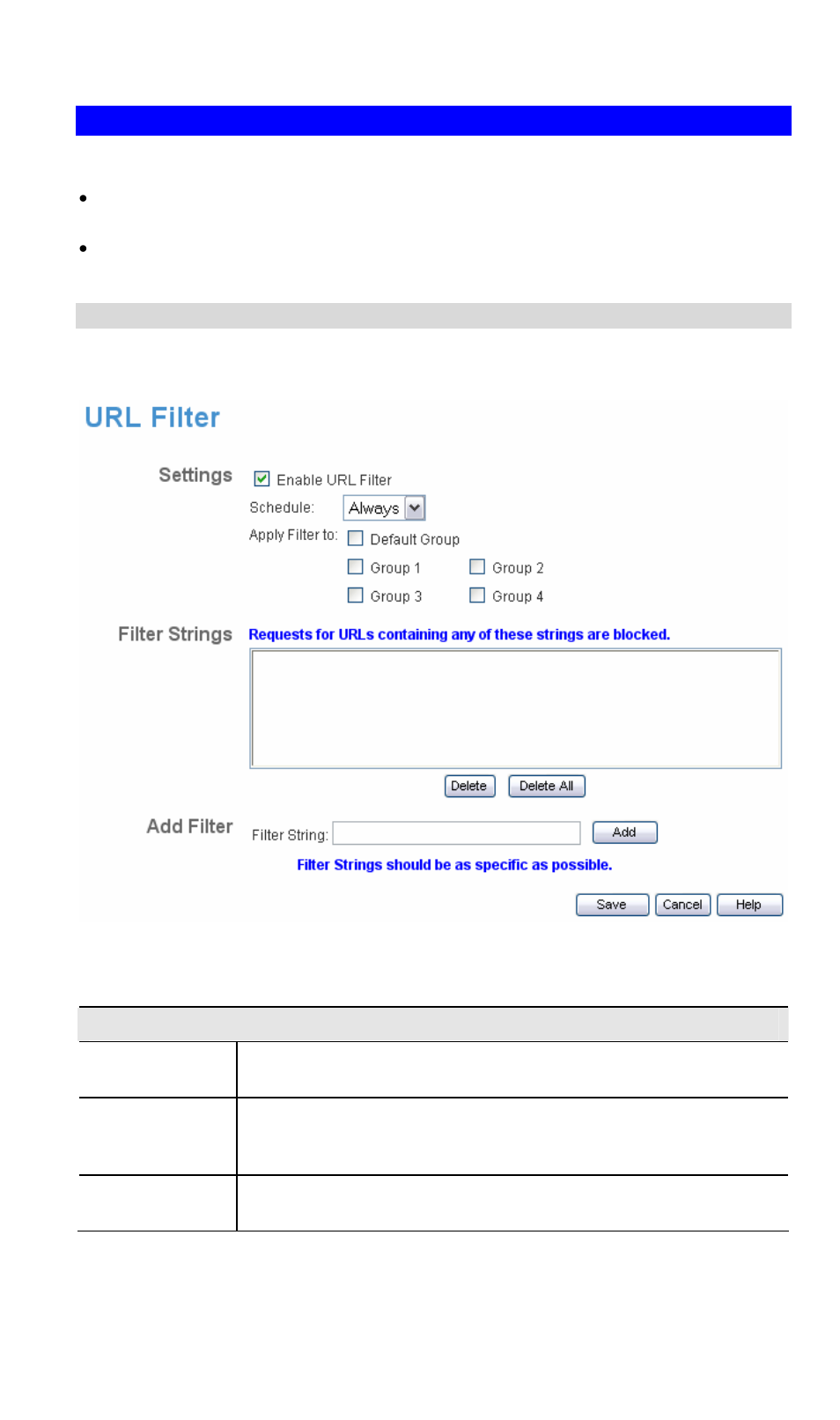 Url filter, Url filter screen, Data - url filter screen | AirLive WL-1600GL User Manual | Page 73 / 115