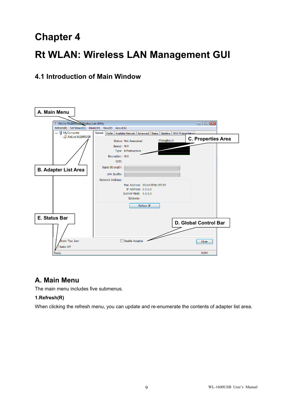 Chapter 4 rt wlan: wireless lan management gui | AirLive WL-1600USB User Manual | Page 13 / 34