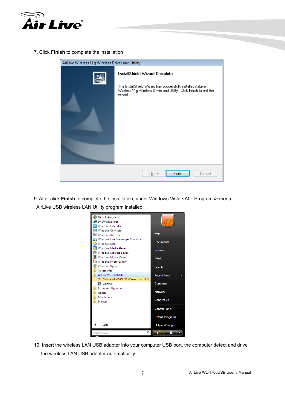 AirLive WL-1700USB User Manual | Page 9 / 32