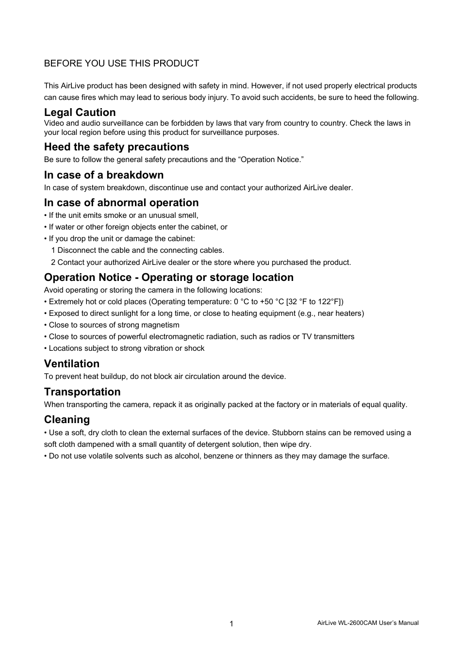 AirLive WL-2600CAM User Manual | Page 2 / 90