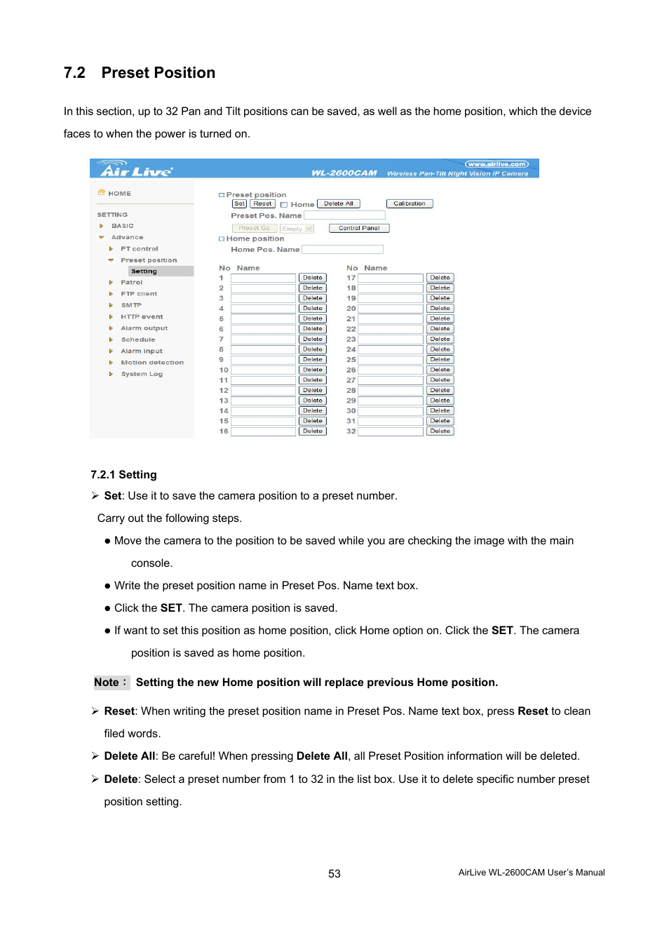 2 preset position | AirLive WL-2600CAM User Manual | Page 54 / 90