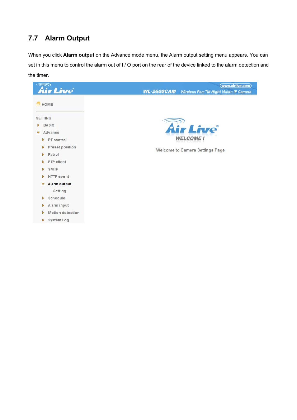 7 alarm output | AirLive WL-2600CAM User Manual | Page 78 / 90