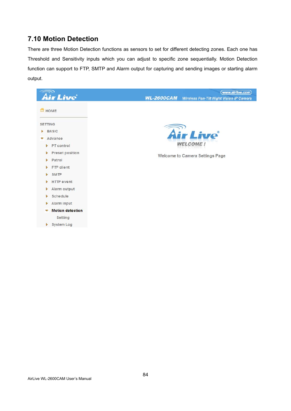 10 motion detection | AirLive WL-2600CAM User Manual | Page 85 / 90