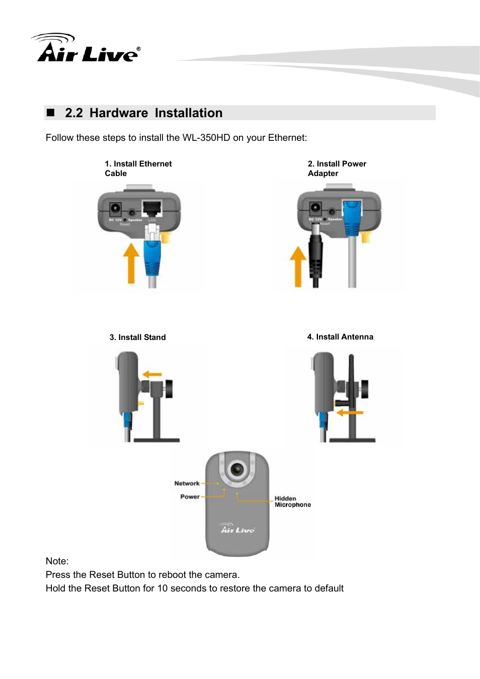 2 hardware installation | AirLive WL-350HD User Manual | Page 10 / 98