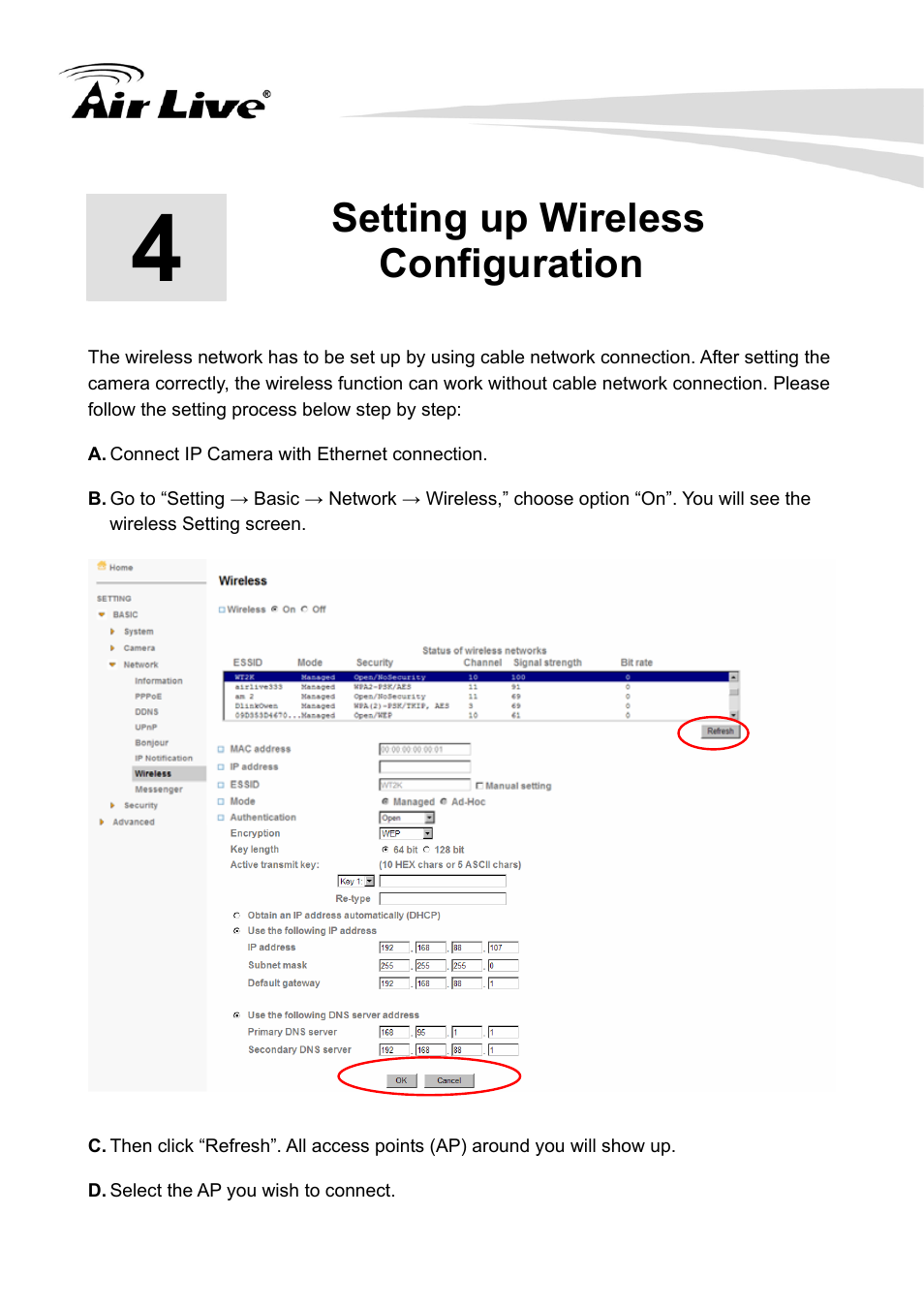 Setting up wireless configuration | AirLive WL-350HD User Manual | Page 16 / 98