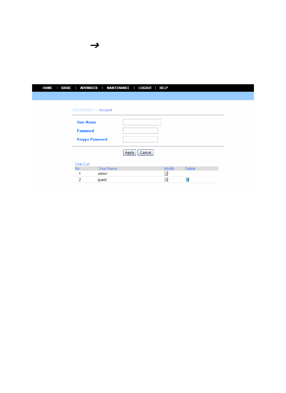 Advanced ( account, Advanced, Account | AirLive WL-5420CAM User Manual | Page 47 / 113