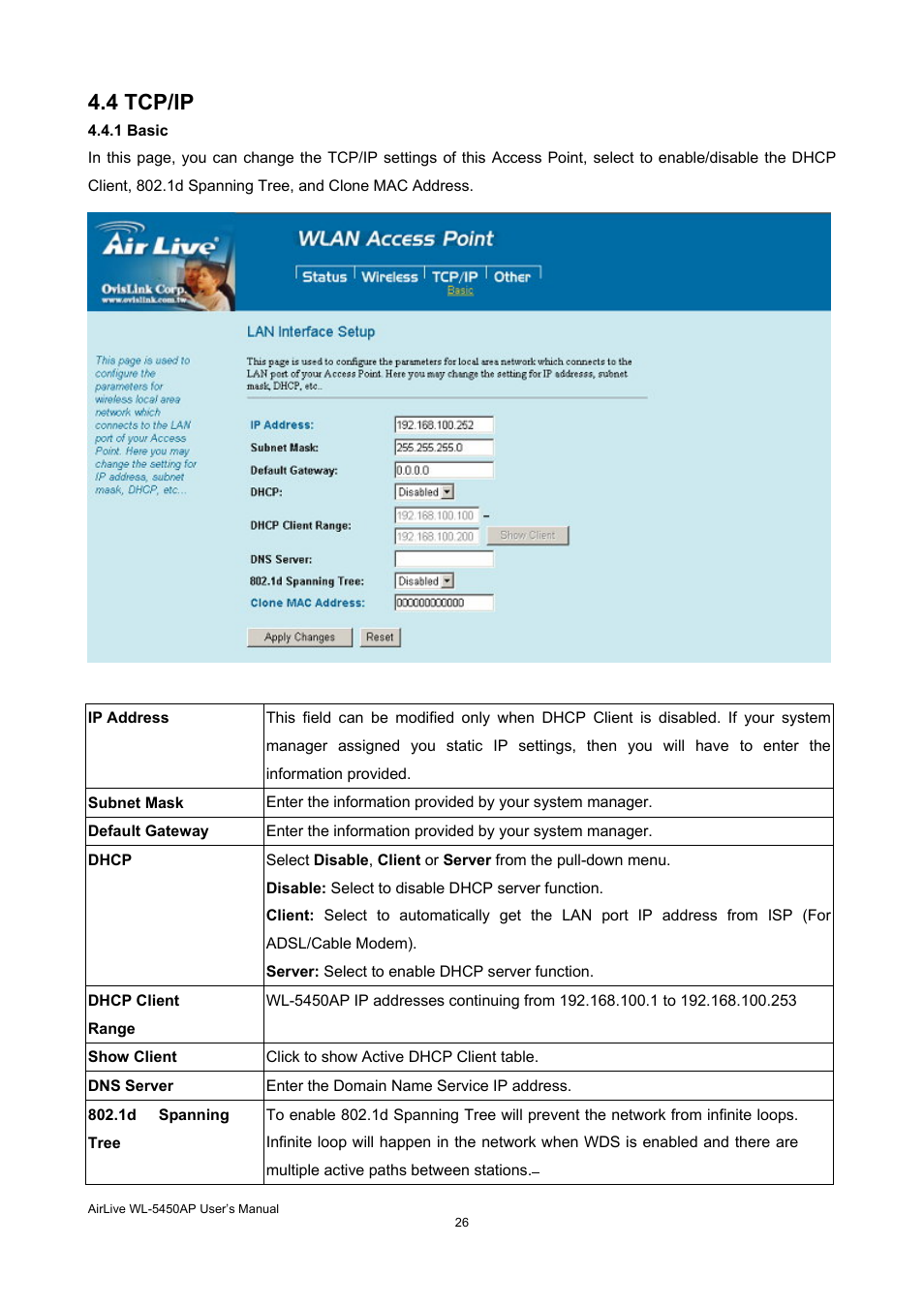 4 tcp/ip | AirLive WL-5450AP User Manual | Page 28 / 32