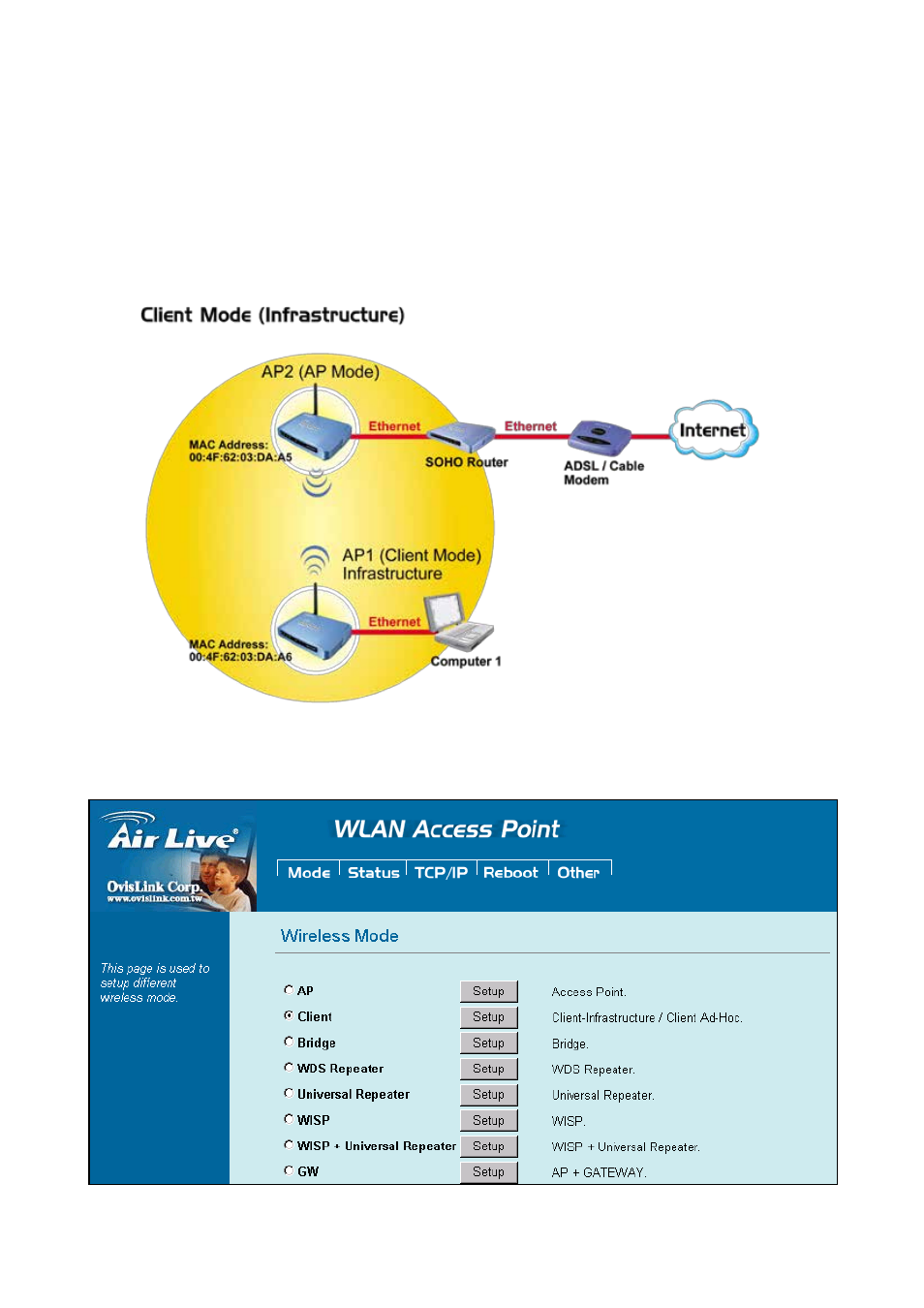 2 client mode | AirLive WL-5460AP v2 User Manual | Page 17 / 74