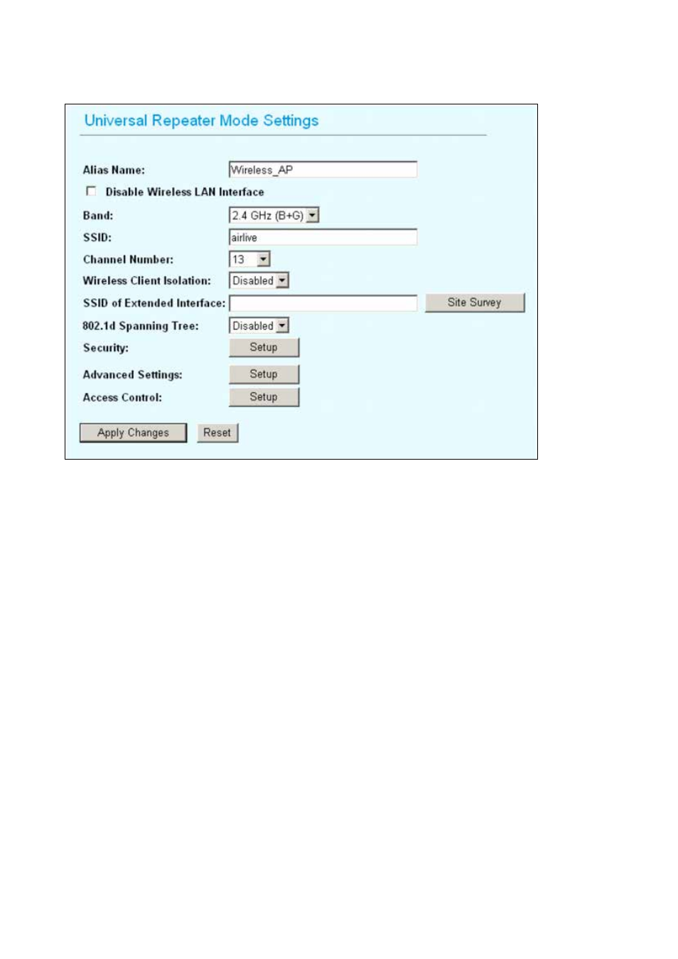 5 universal repeater mode settings | AirLive WL-5460AP v2 User Manual | Page 33 / 74