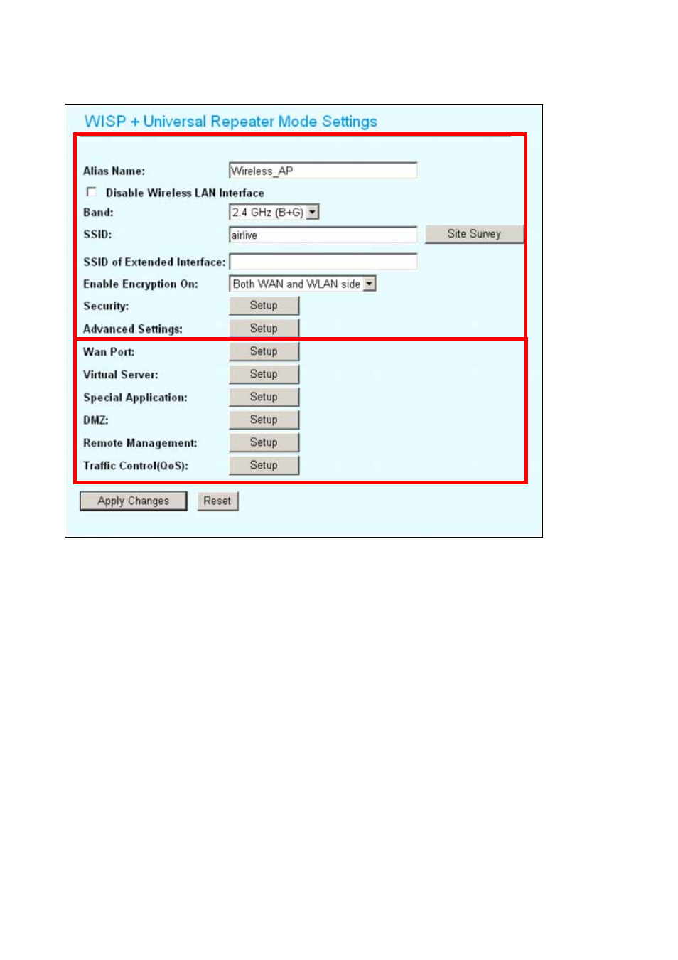 7 wisp + universal mode settings | AirLive WL-5460AP v2 User Manual | Page 38 / 74