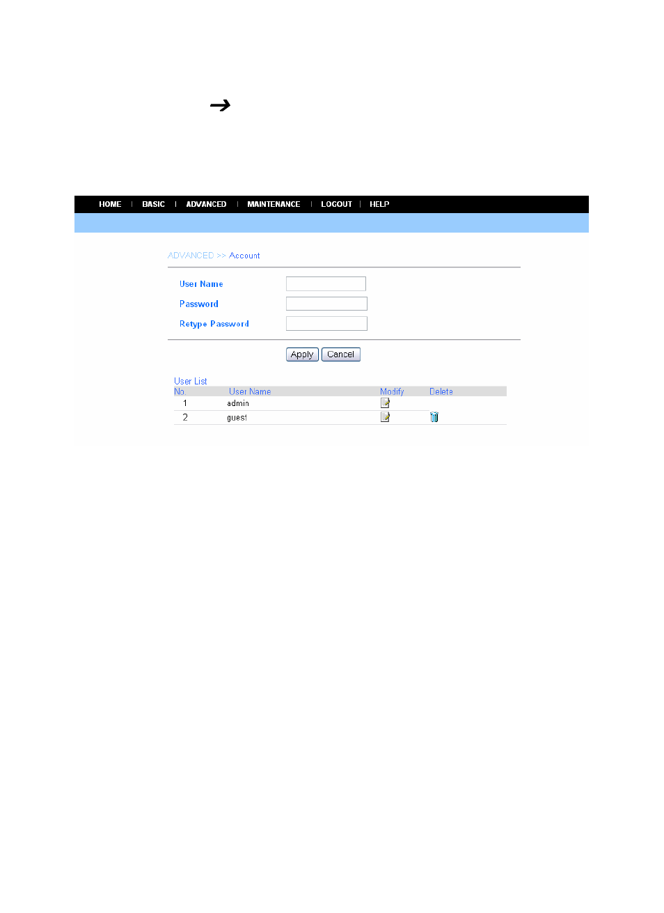 Advanced ( account, Advanced, Account | AirLive WL-5460CAM User Manual | Page 46 / 110