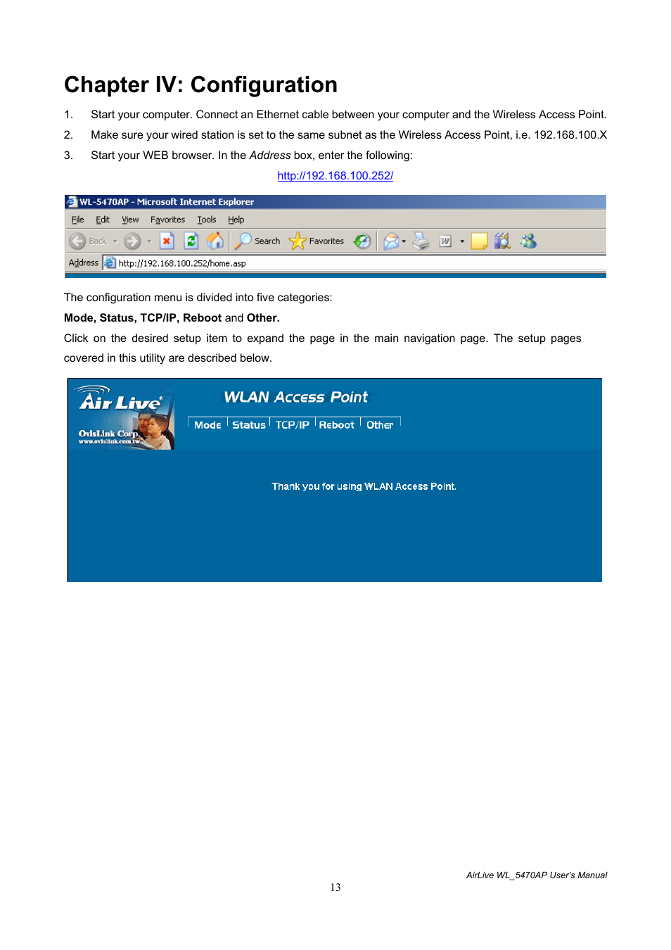 Chapter iv: configuration | AirLive WL-5470AP User Manual | Page 18 / 50