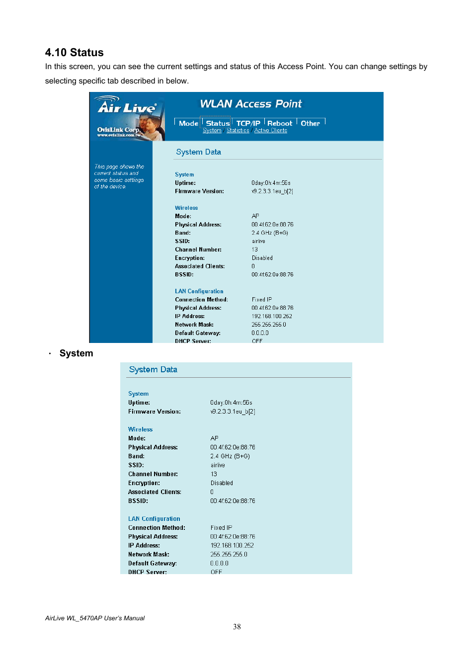 10 status | AirLive WL-5470AP User Manual | Page 43 / 50