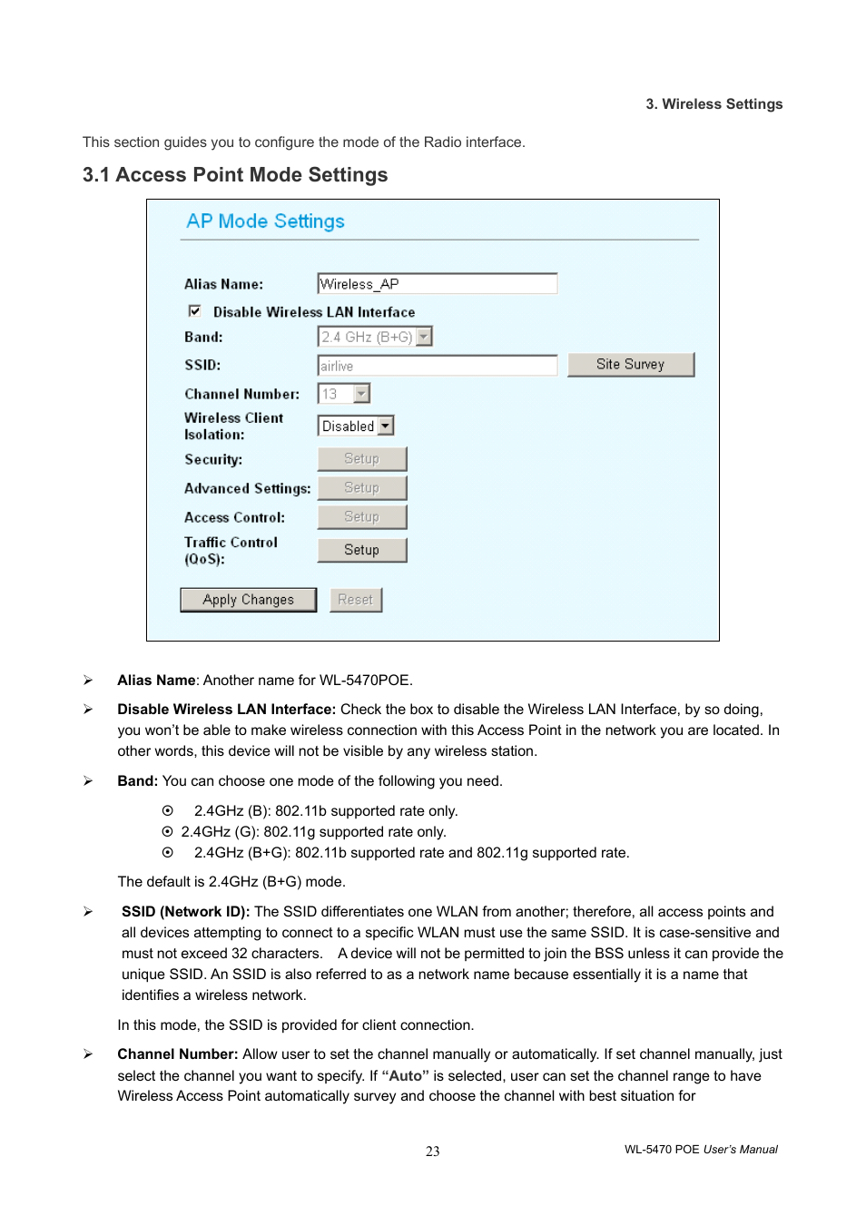 1 access point mode settings | AirLive WL-5470POE User Manual | Page 26 / 82