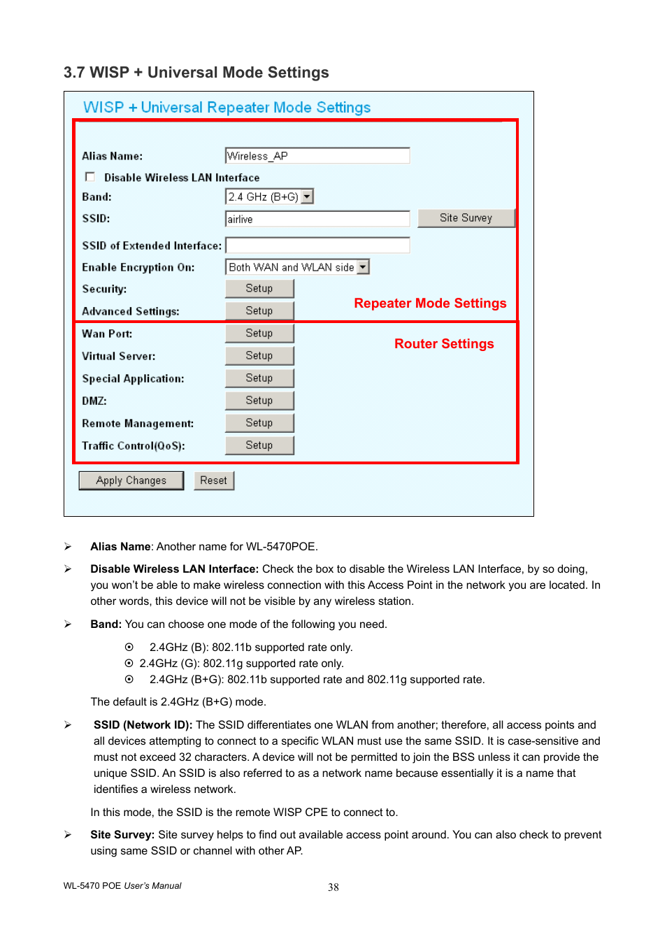 7 wisp + universal mode settings | AirLive WL-5470POE User Manual | Page 41 / 82