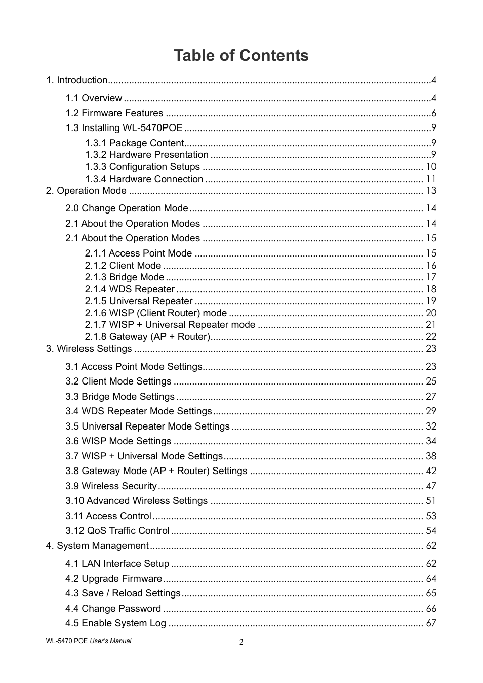 AirLive WL-5470POE User Manual | Page 5 / 82