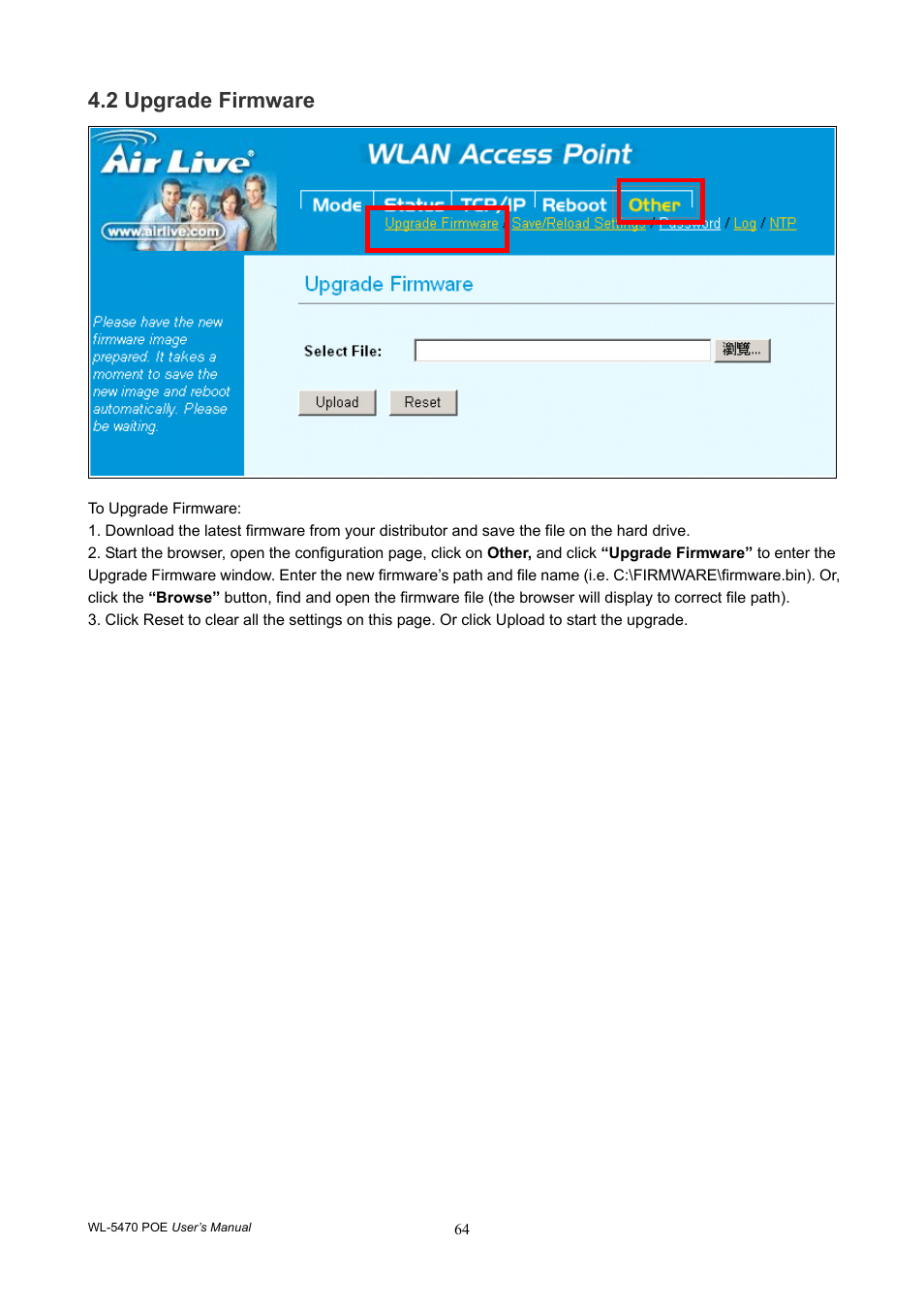 2 upgrade firmware | AirLive WL-5470POE User Manual | Page 67 / 82