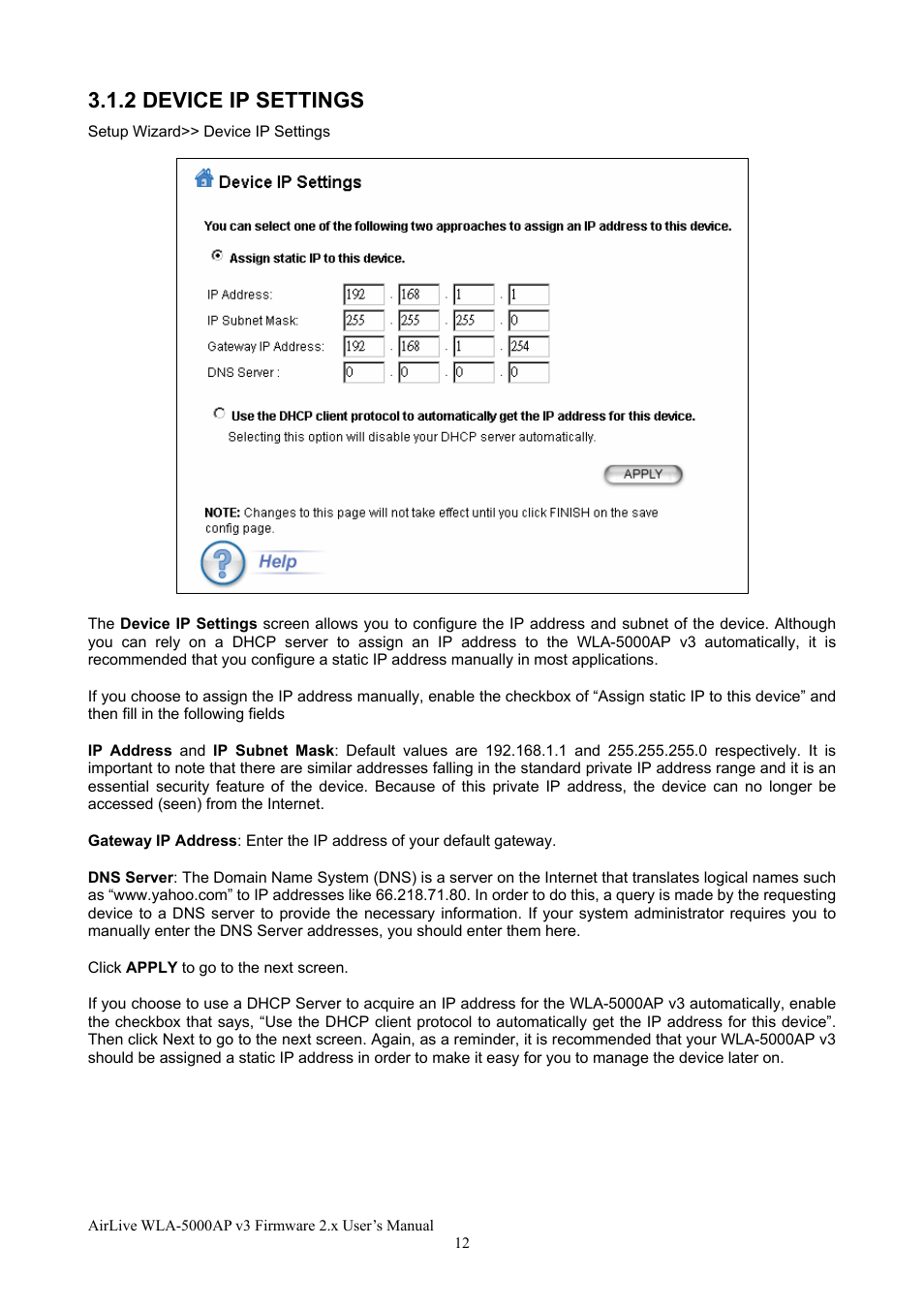 2 device ip settings | AirLive WLA-5000AP v3 User Manual | Page 18 / 77