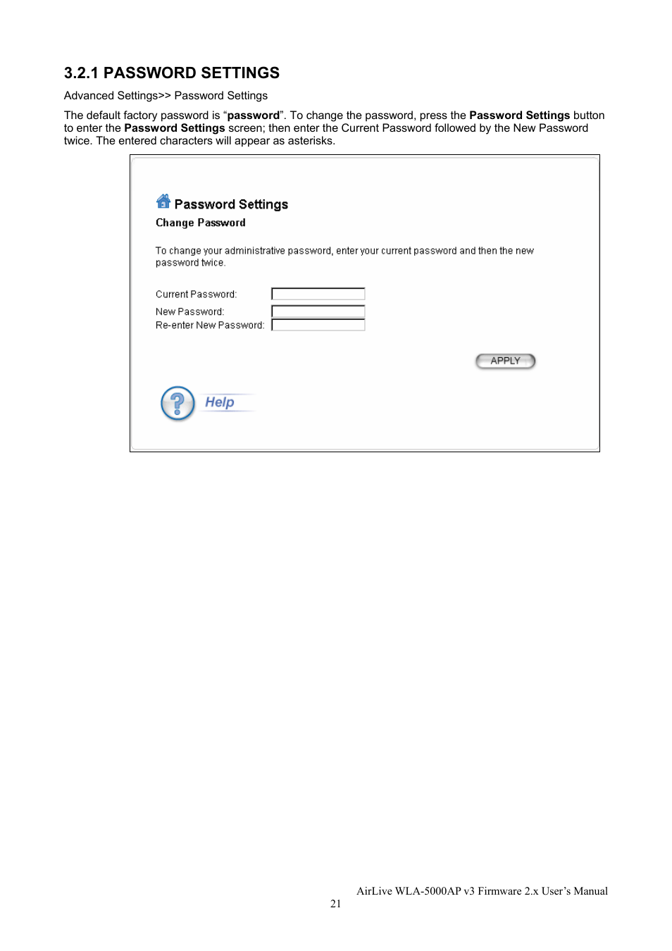 1 password settings | AirLive WLA-5000AP v3 User Manual | Page 27 / 77